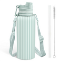 Mint Stripe CamelMate | 2-in-1 Lid Water Bottle with Strap 32oz