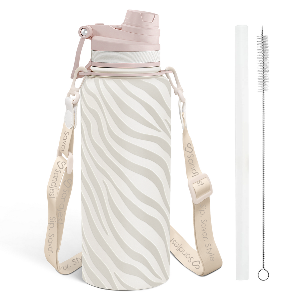 Brown Zebra CamelMate | 2-in-1 Lid Water Bottle with Strap 32oz