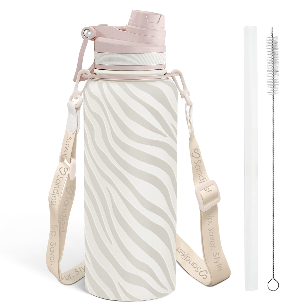 Brown Zebra CamelMate | 2-in-1 Lid Water Bottle with Strap 32oz