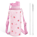 Pink Strawberry CamelMate | 2-in-1 Lid Water Bottle with Strap 32oz