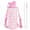 Pink Heart CamelMate | 2-in-1 Lid Water Bottle with Strap 32oz