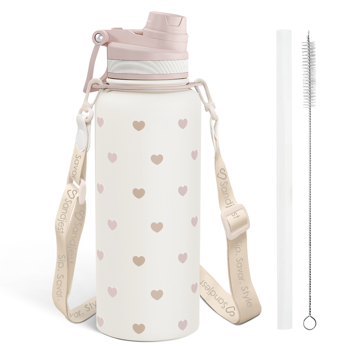 Brown Heart CamelMate | 2-in-1 Lid Water Bottle with Strap 32oz