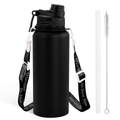 Black CamelMate | 2-in-1 Lid Water Bottle with Strap 32oz