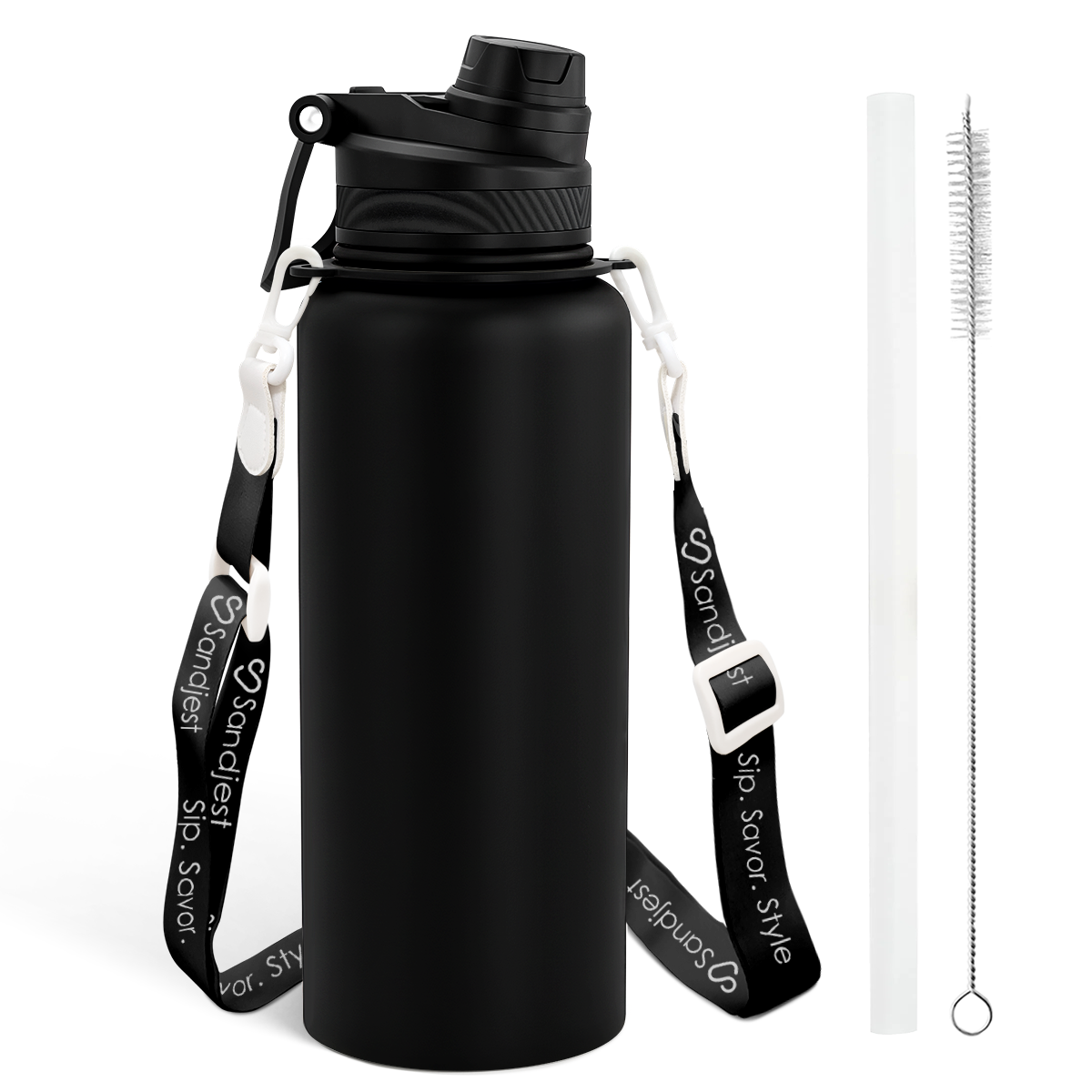Black CamelMate | 2-in-1 Lid Water Bottle with Strap 32oz