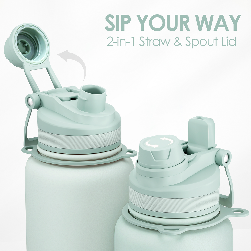 Mint CamelMate | 2-in-1 Lid Water Bottle with Strap 32oz