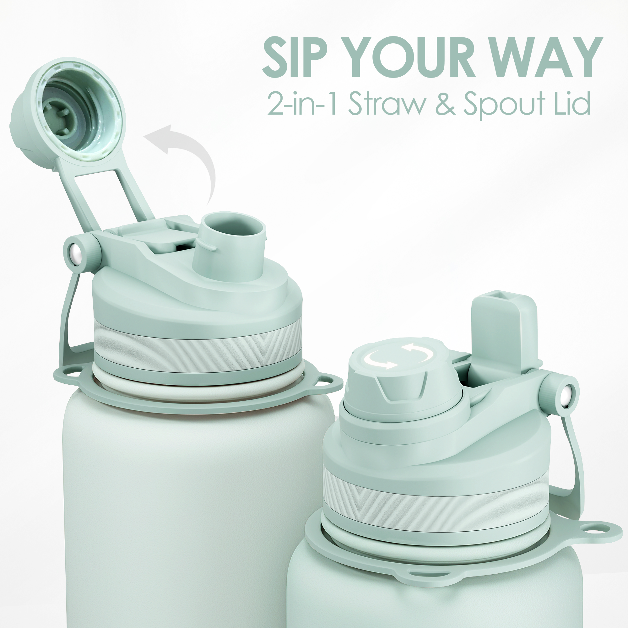 Mint CamelMate | 2-in-1 Lid Water Bottle with Strap 32oz