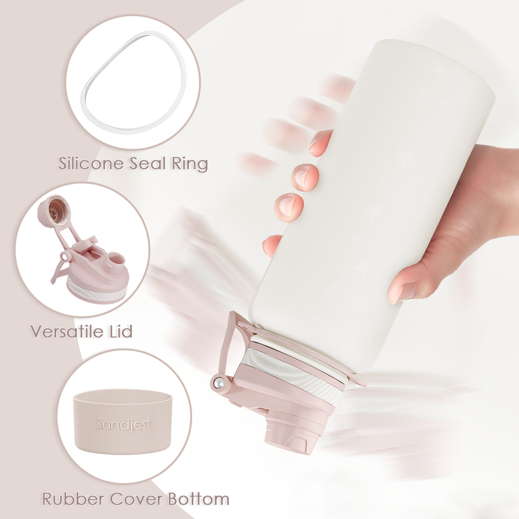White CamelMate | 2-in-1 Lid Water Bottle with Strap 32oz