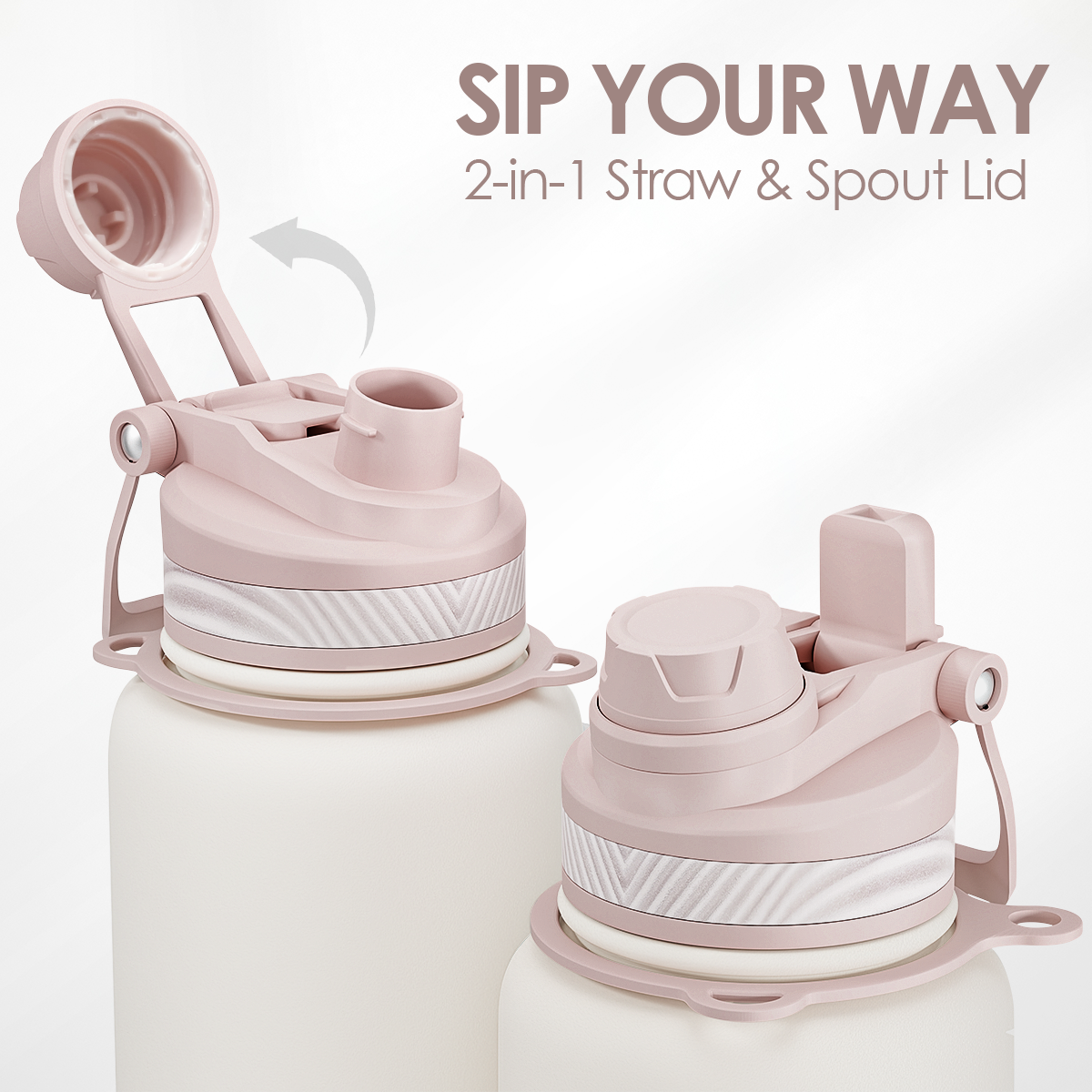 White CamelMate | 2-in-1 Lid Water Bottle with Strap 32oz