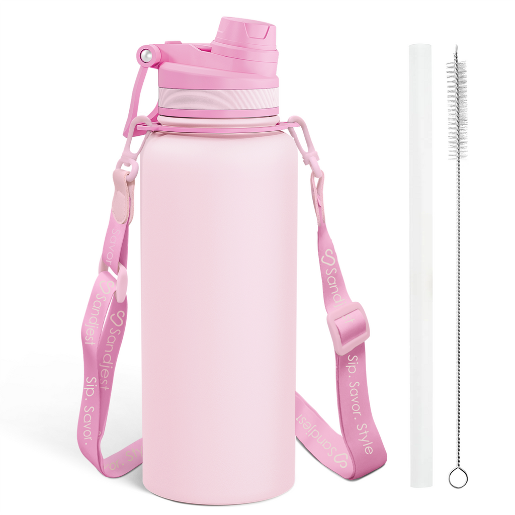 Pink CamelMate | 2-in-1 Lid Water Bottle with Strap 32oz