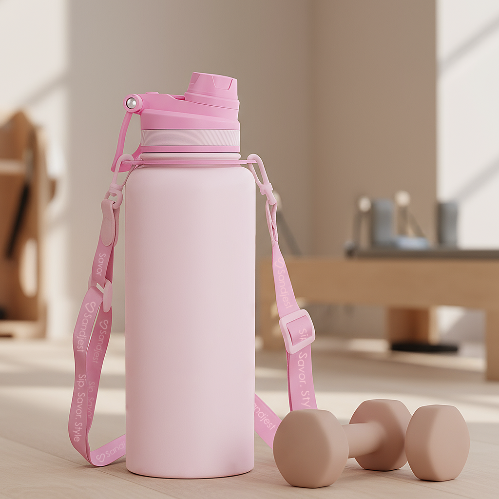 Pink CamelMate | 2-in-1 Lid Water Bottle with Strap 32oz