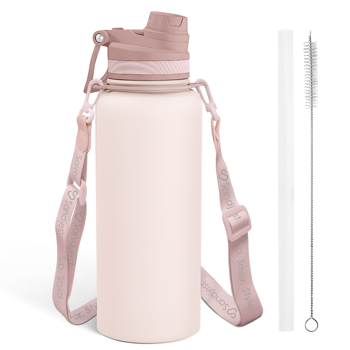 Brown CamelMate | 2-in-1 Lid Water Bottle with Strap 32oz