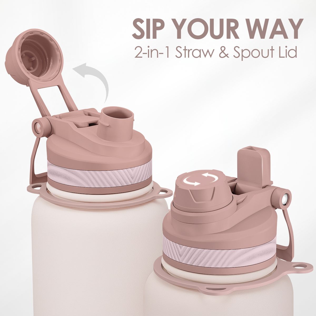 Brown CamelMate | 2-in-1 Lid Water Bottle with Strap 32oz