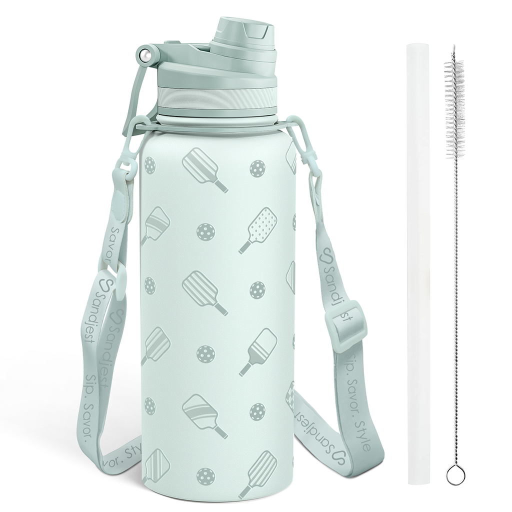 Mint Pickleball CamelMate | 2-in-1 Lid Water Bottle with Strap 32oz