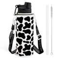 Black Cow Skin CamelMate | 2-in-1 Lid Water Bottle with Strap 32oz
