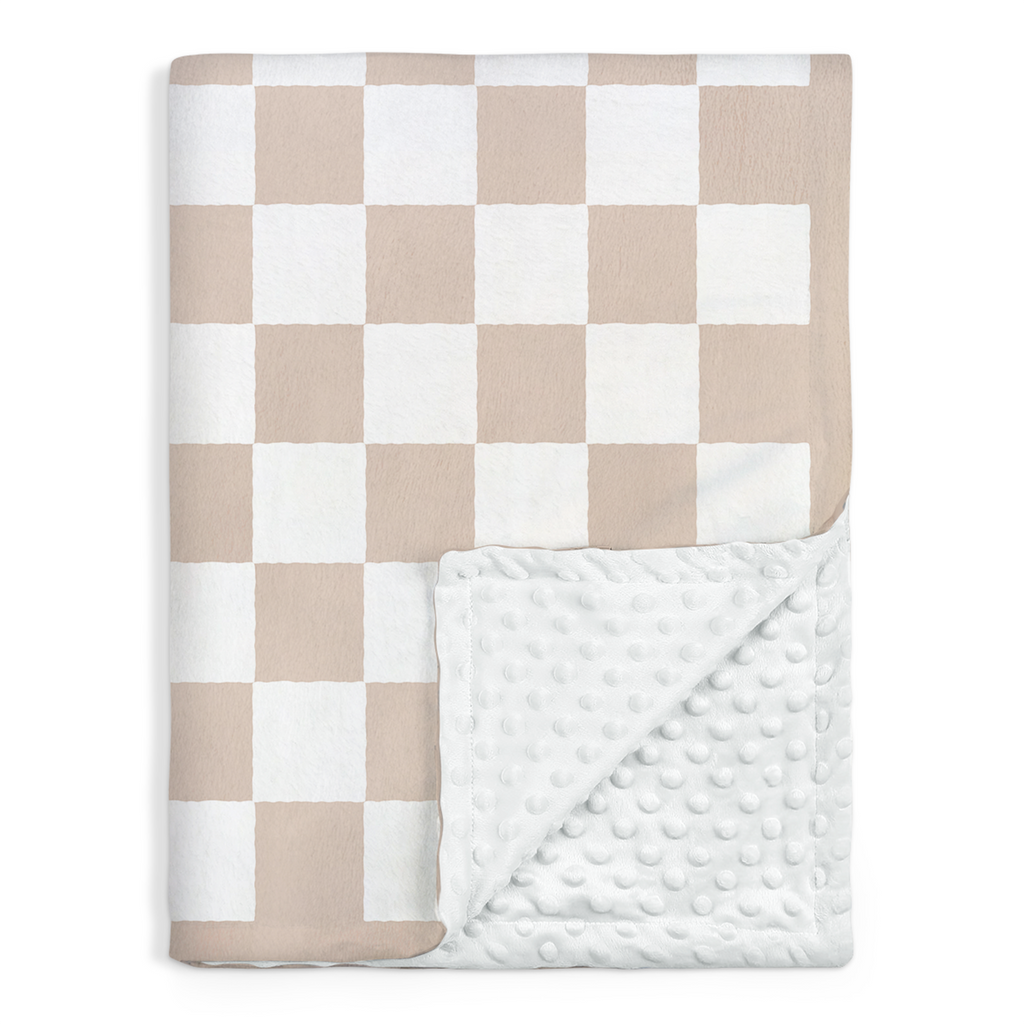 Brown Checker CuddleDot | Baby Minky Dotted Blanket