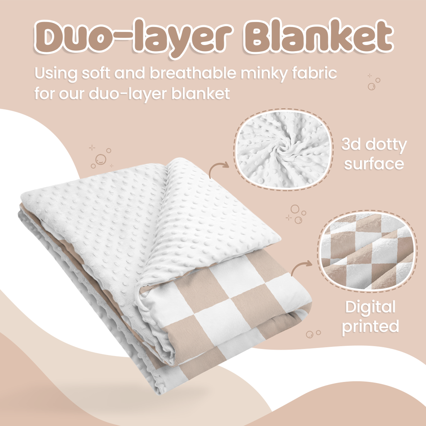 Brown Checker CuddleDot | Baby Minky Dotted Blanket