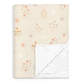 Beige Floral BreezeBuds | Baby Muslin Minky Dotted Blanket