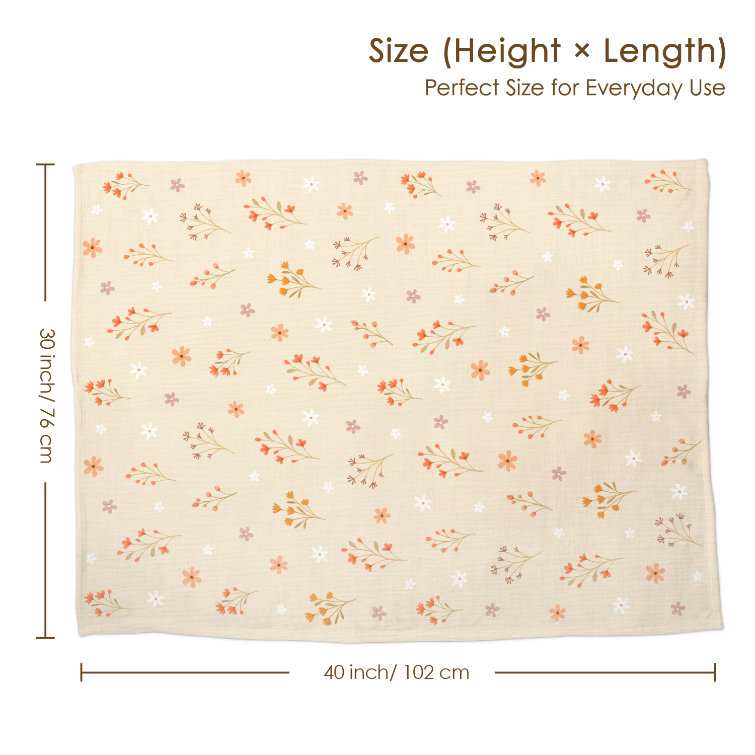 Beige Floral BreezeBuds | Baby Muslin Minky Dotted Blanket