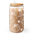 Pumpkin GlassGlow | Glass Tumbler with Acrylic Lid 16oz