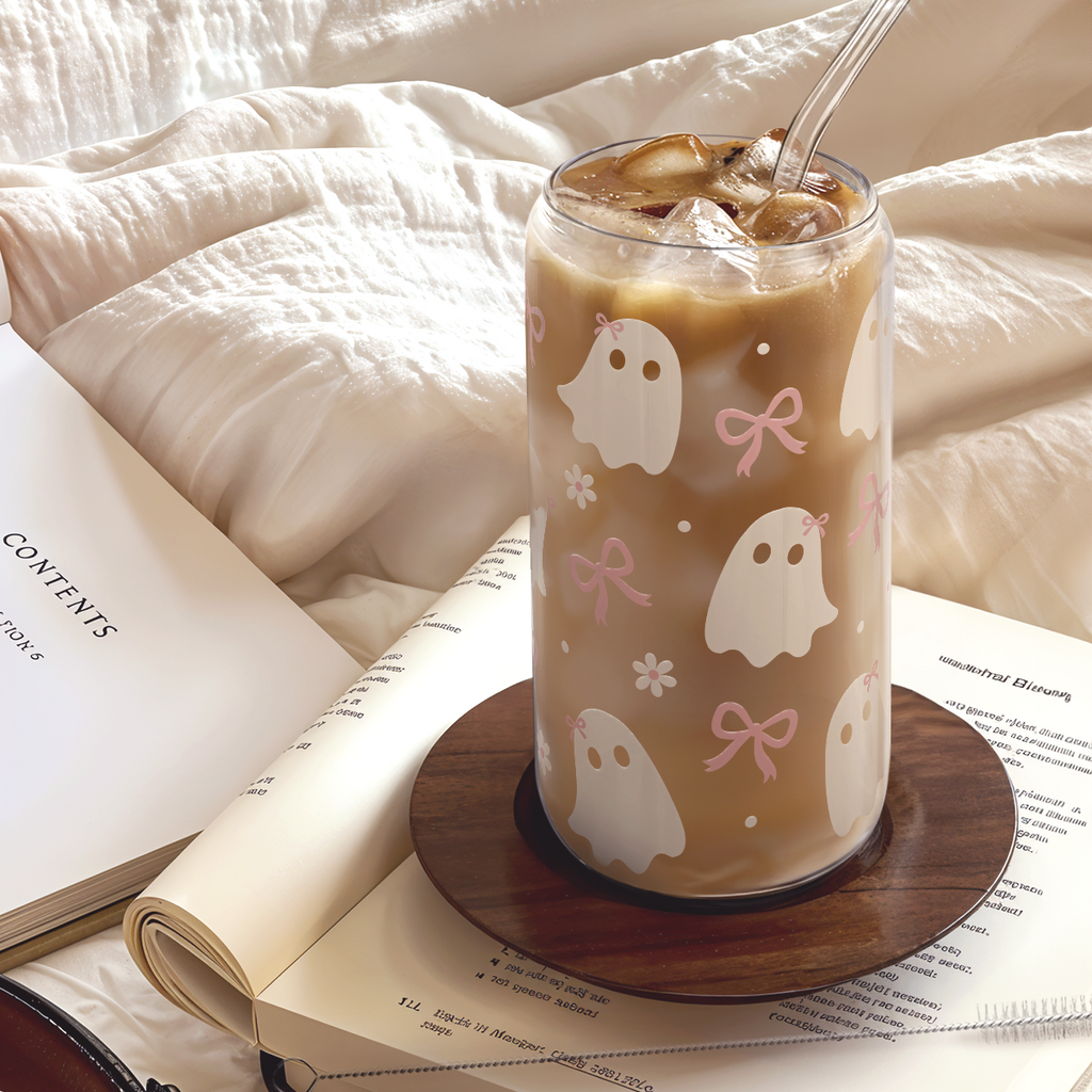 Boo GlassGlow | Glass Tumbler with Acrylic Lid 16oz