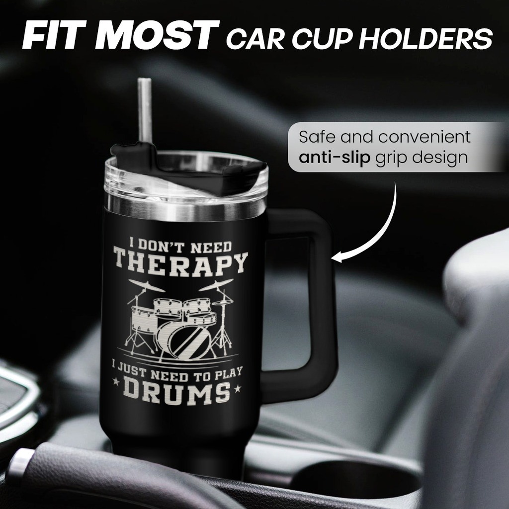 Black Drum Quencher Tumbler with Handle 40oz
