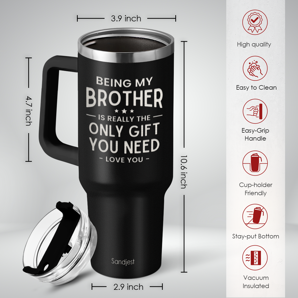 Black Brother Quencher Tumbler with Handle 40oz