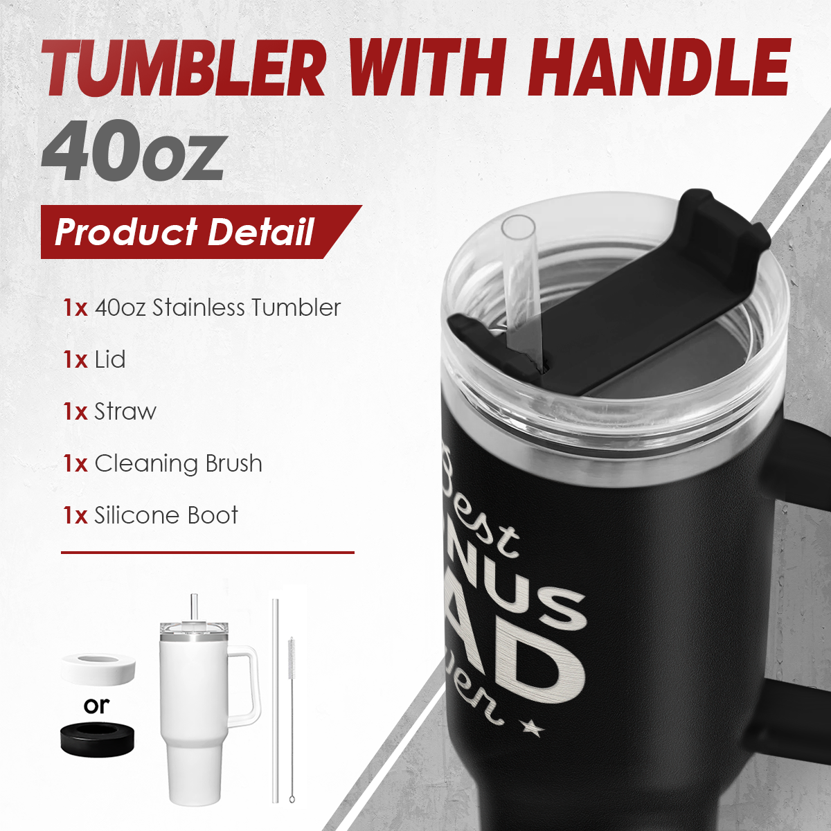 Bonus Dad Quencher Tumbler with Handle 40oz