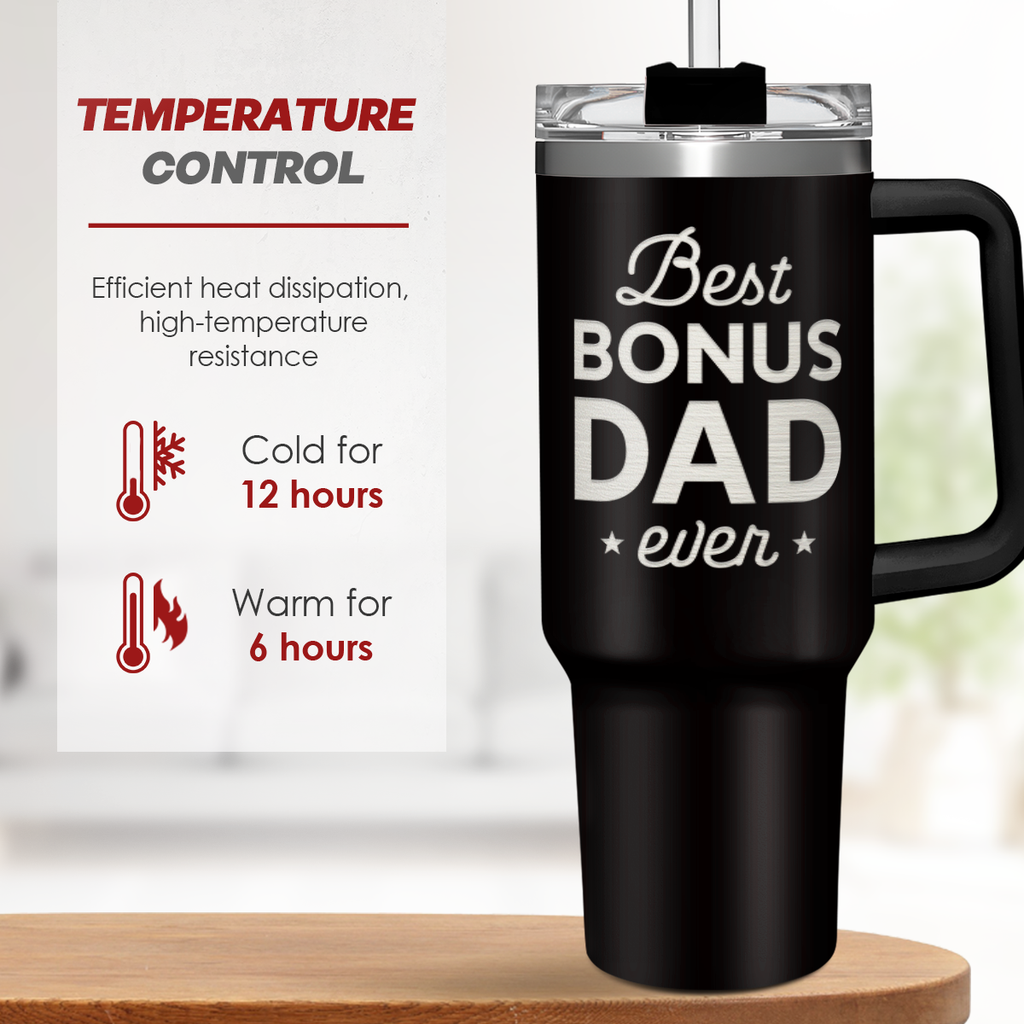 Bonus Dad Quencher Tumbler with Handle 40oz