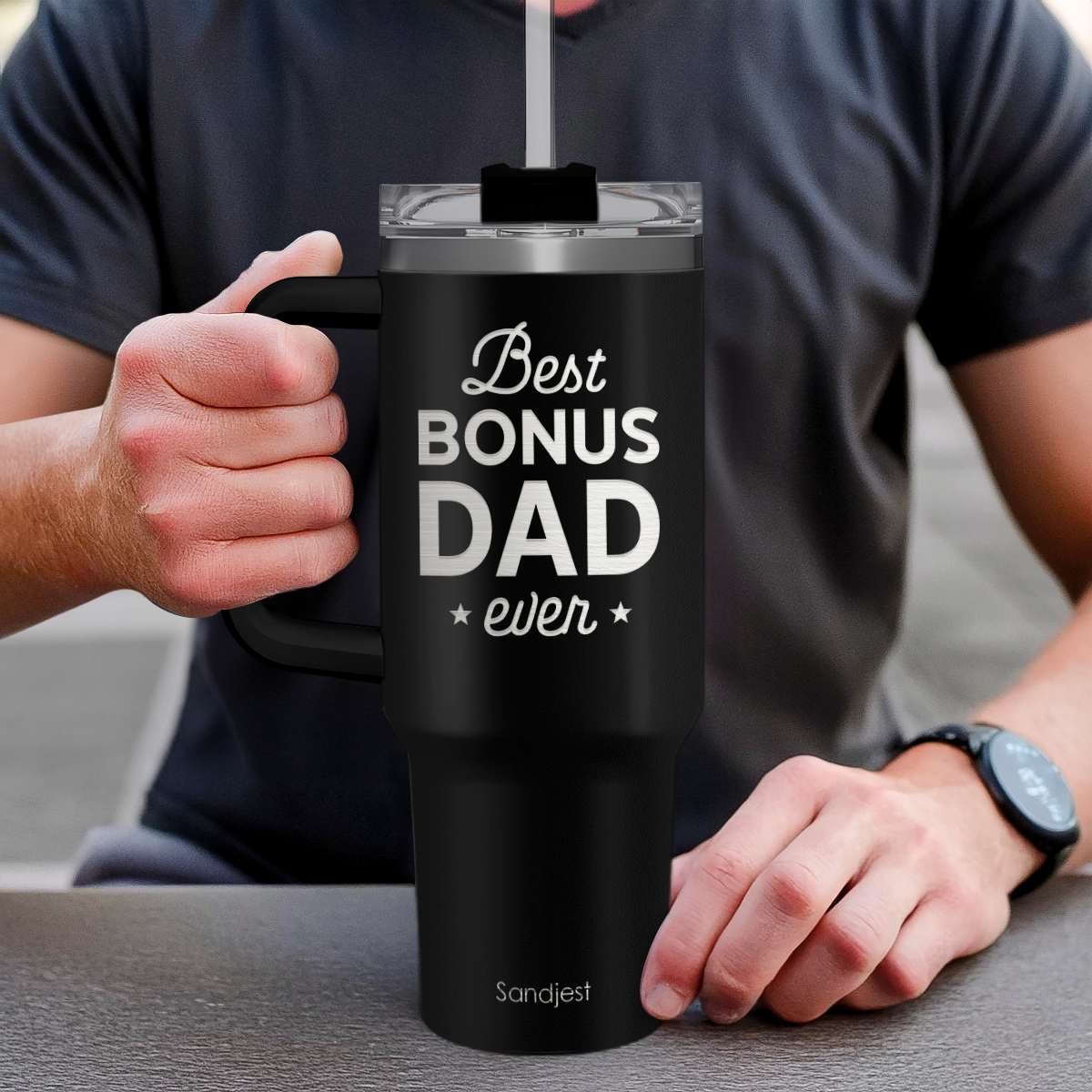 Bonus Dad Quencher Tumbler with Handle 40oz