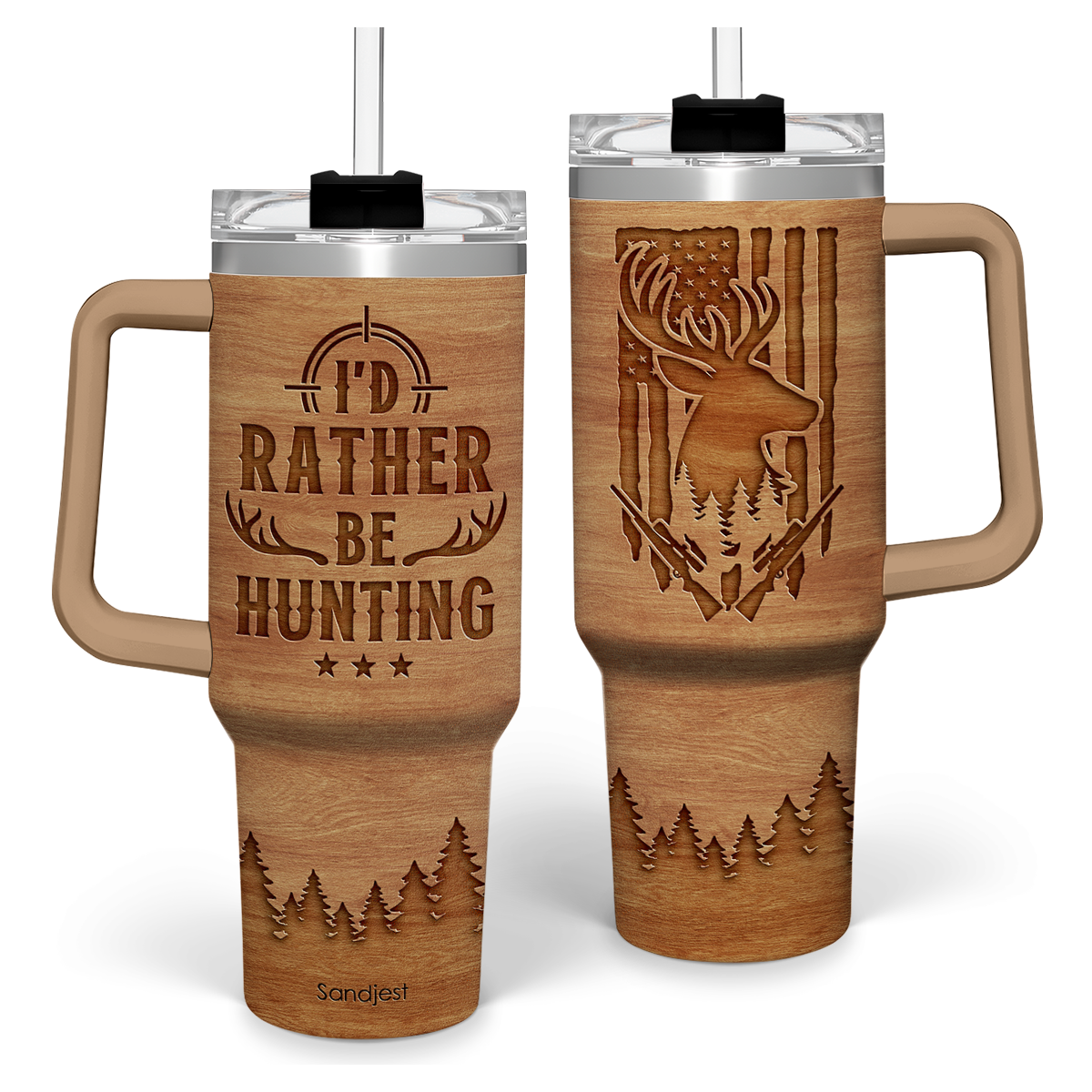 Brown Hunting Quencher Tumbler with Handle 40oz