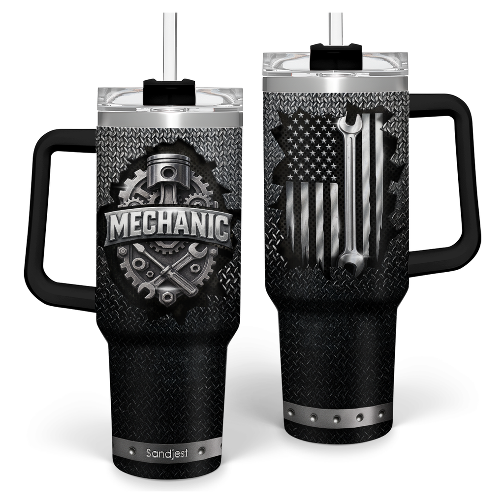 Black Mechanic Quencher Tumbler with Handle 40oz