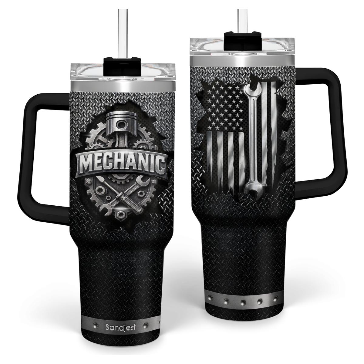 Black Mechanic Quencher Tumbler with Handle 40oz
