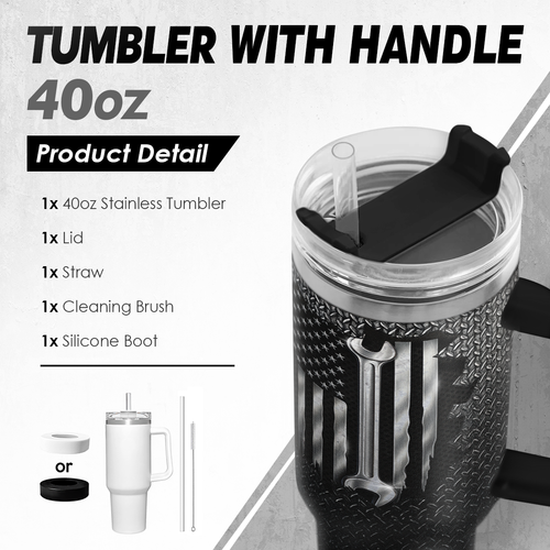 Black Mechanic Quencher Tumbler with Handle 40oz