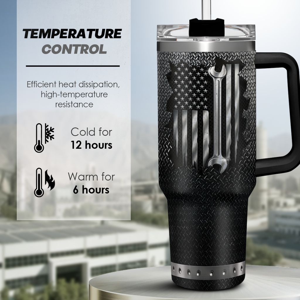 Black Mechanic Quencher Tumbler with Handle 40oz