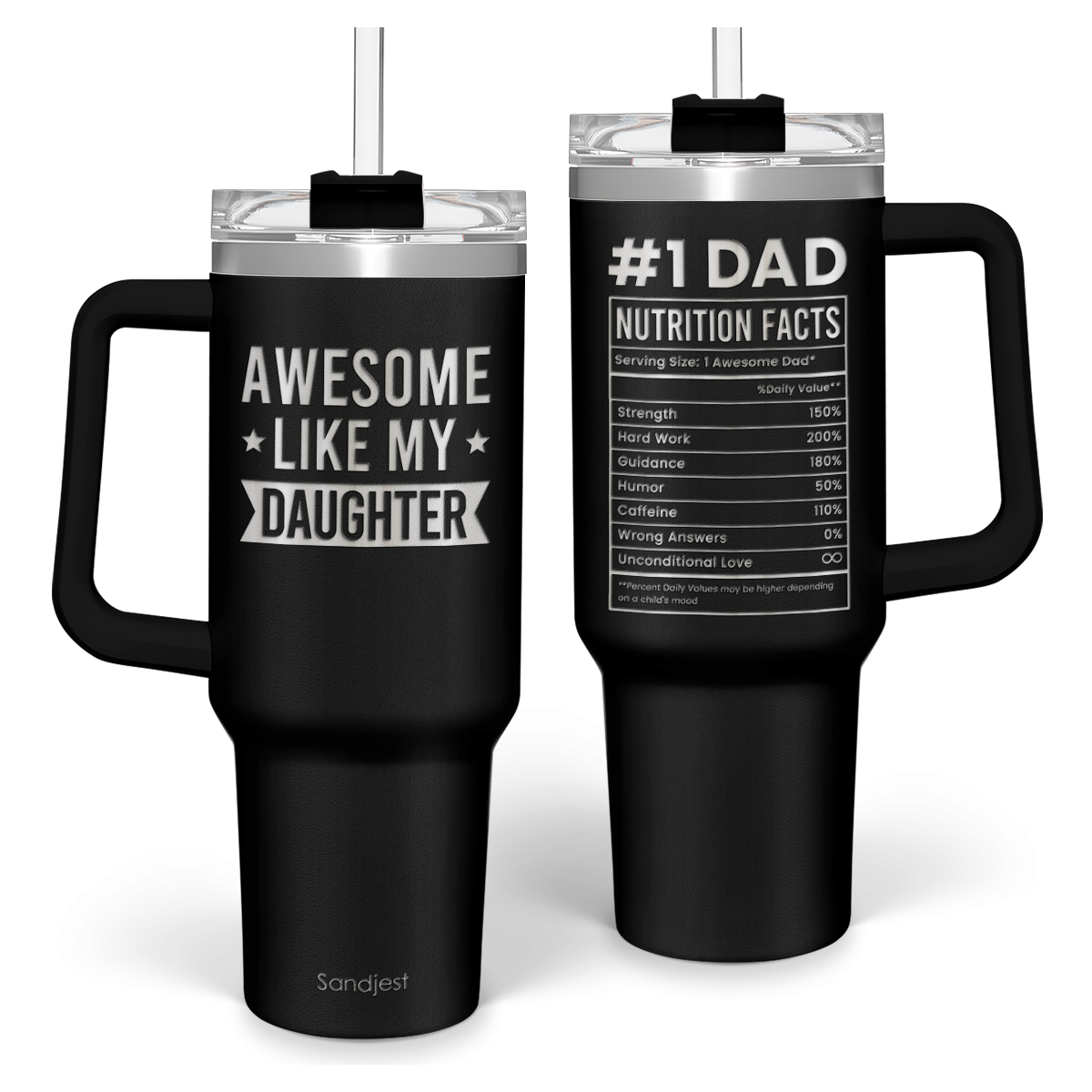 Dad Awesome Like My Daughter Quencher Tumbler with Handle 40oz