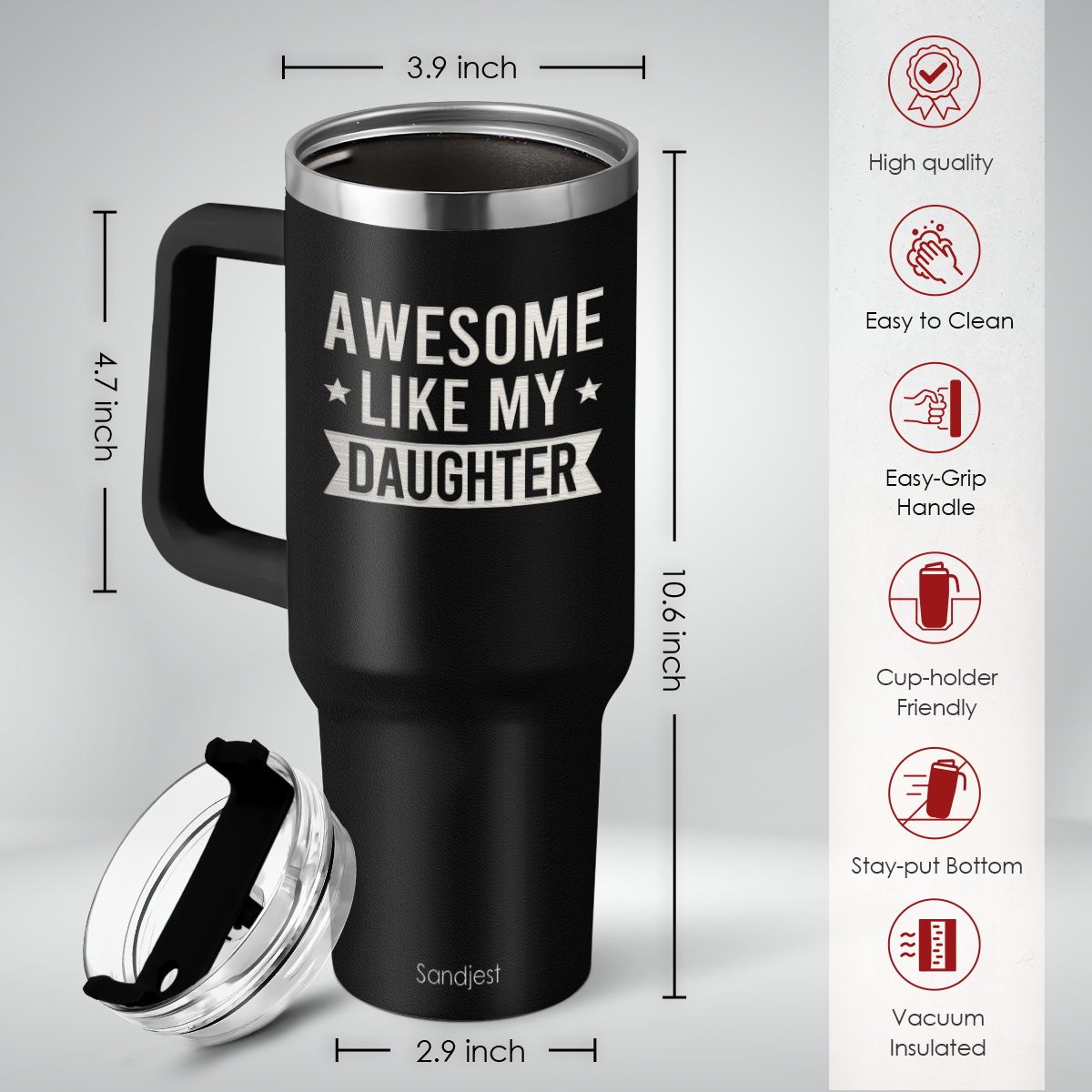 Dad Awesome Like My Daughter Quencher Tumbler with Handle 40oz