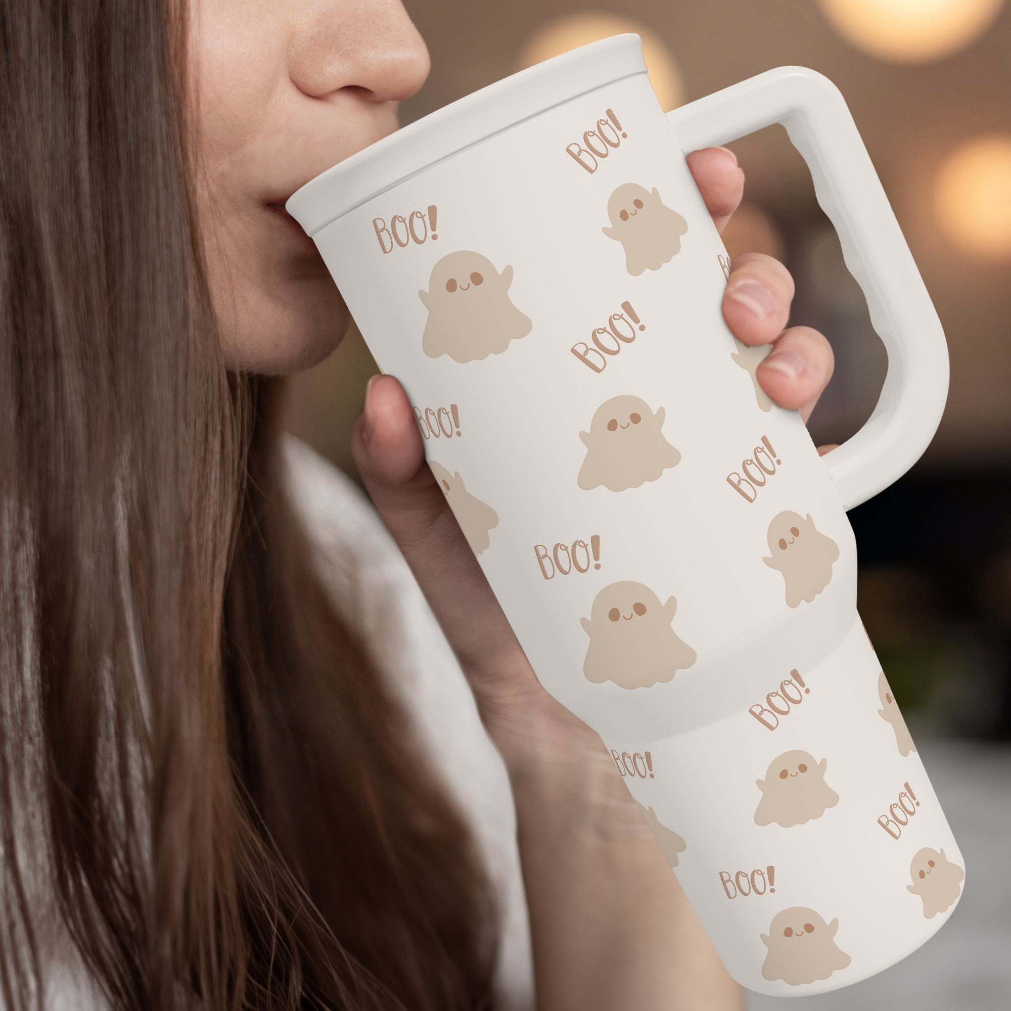 White Boo Slidemate | Slider Tumbler with Handle 40oz