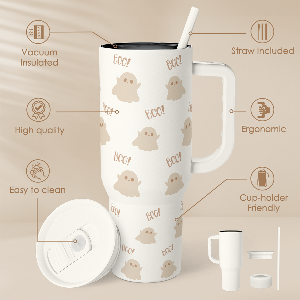 White Boo Slidemate | Slider Tumbler with Handle 40oz