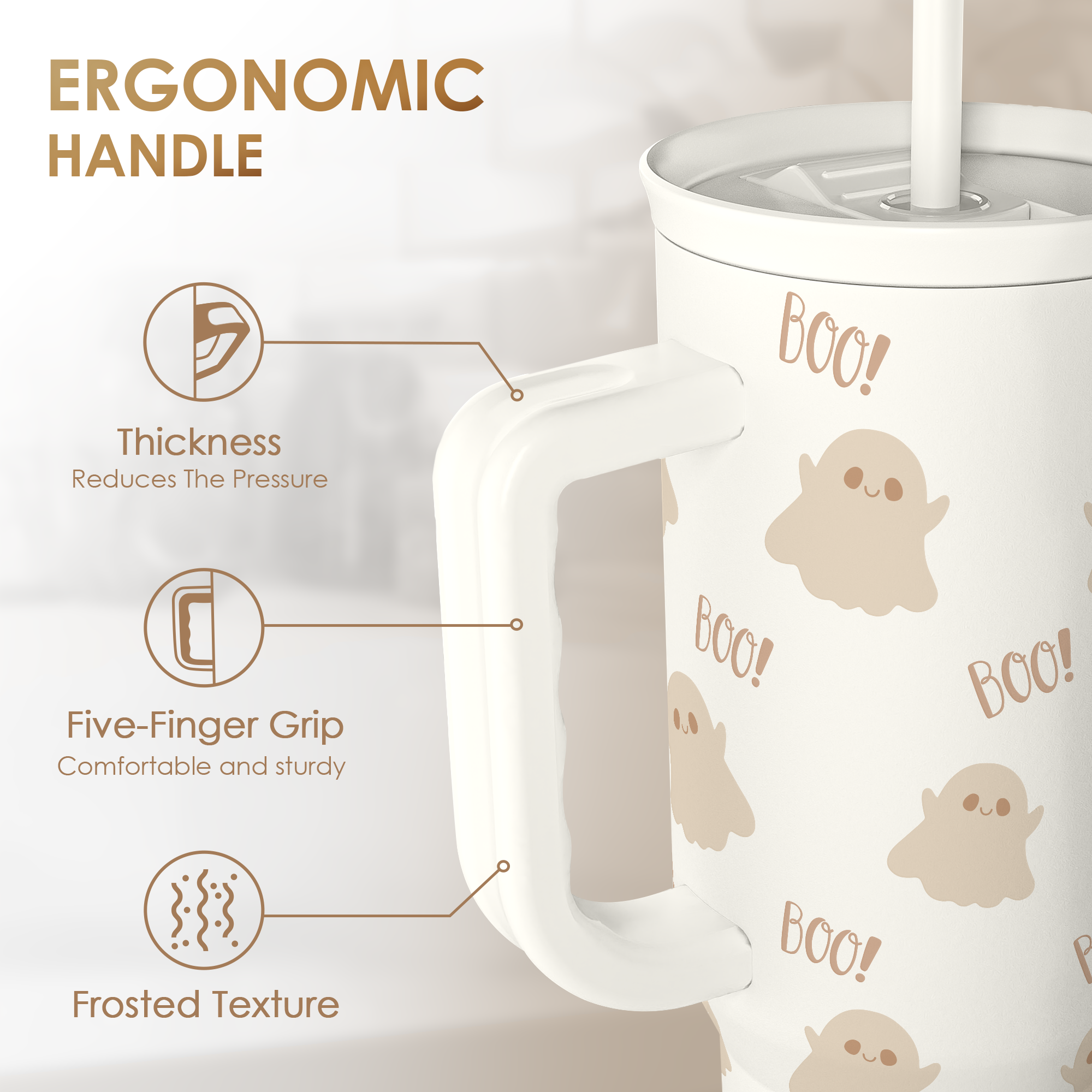 White Boo Slidemate | Slider Tumbler with Handle 40oz