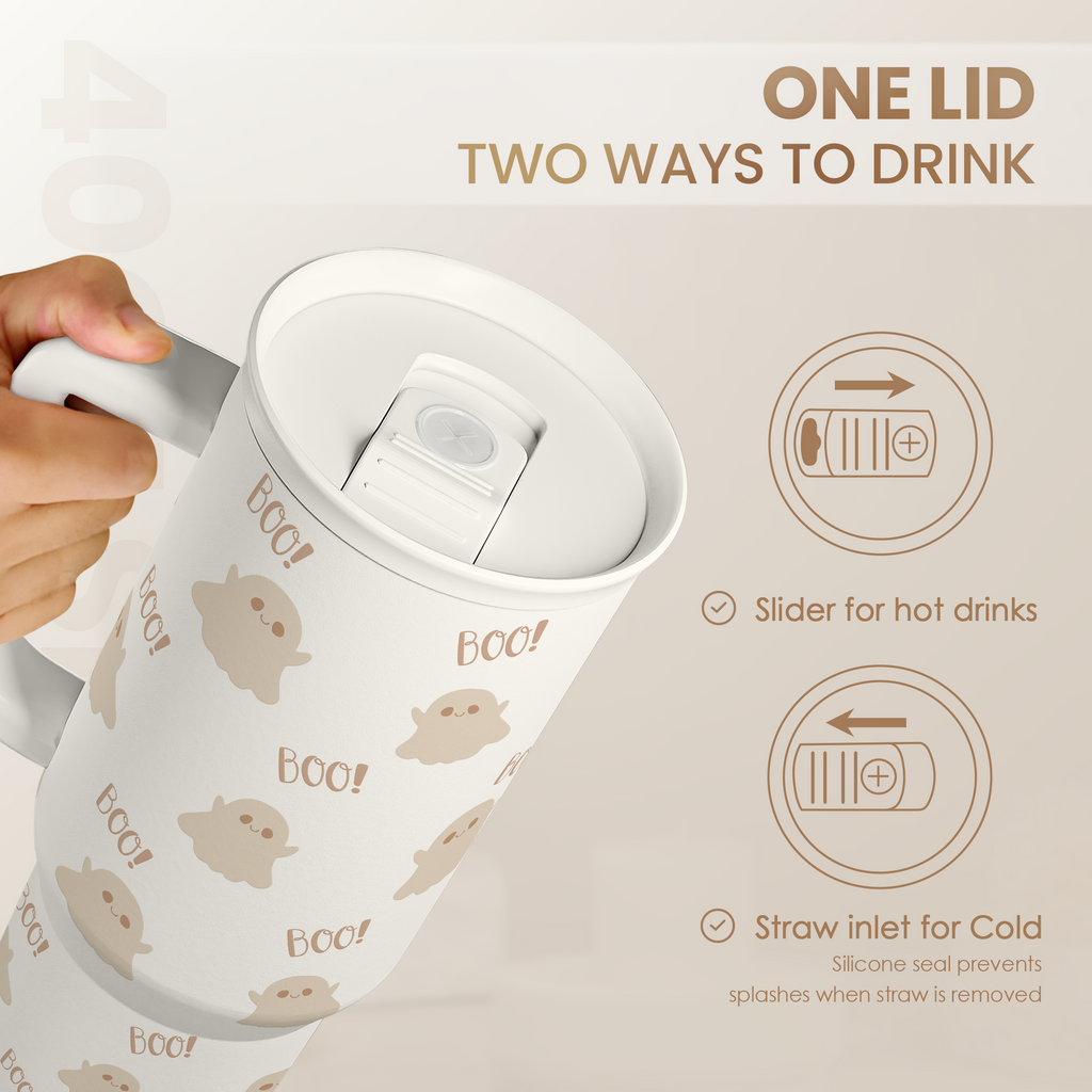 White Boo Slidemate | Slider Tumbler with Handle 40oz