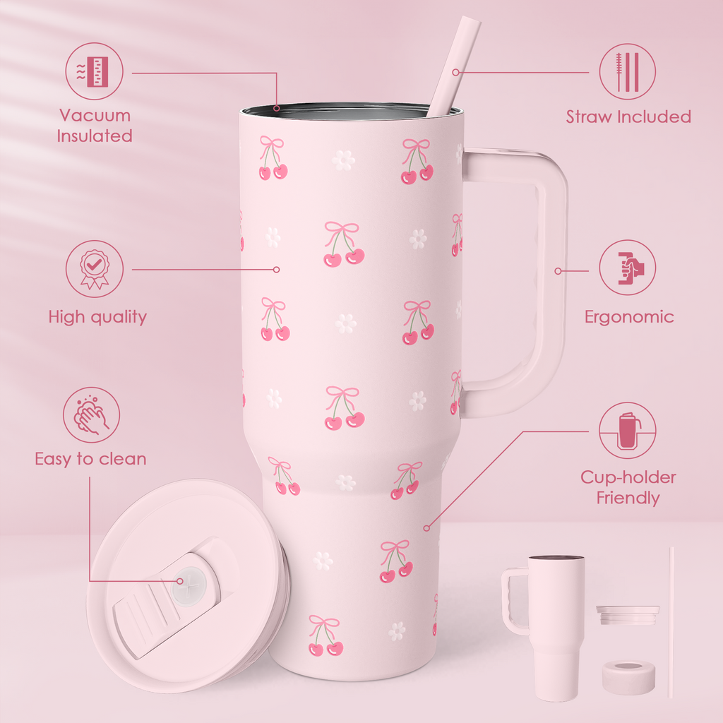Pink Cherry Slidemate | Slider Tumbler with Handle 40oz