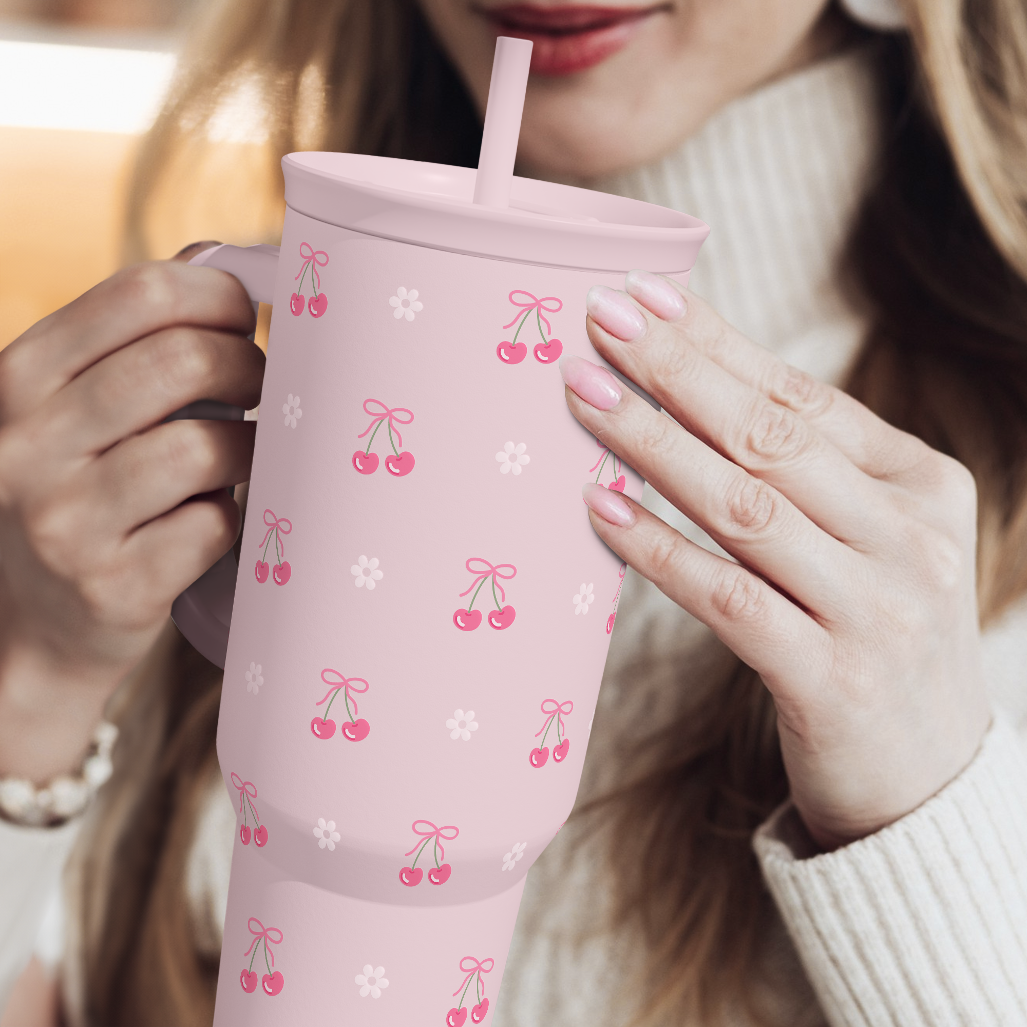 Pink Cherry Slidemate | Slider Tumbler with Handle 40oz