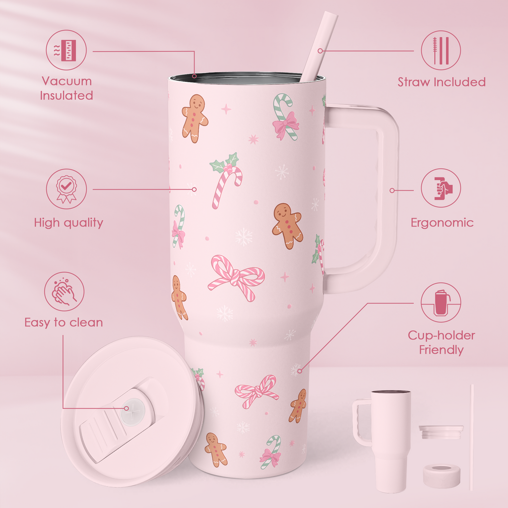 Pink Christmas Slidemate | Slider Tumbler with Handle 40oz