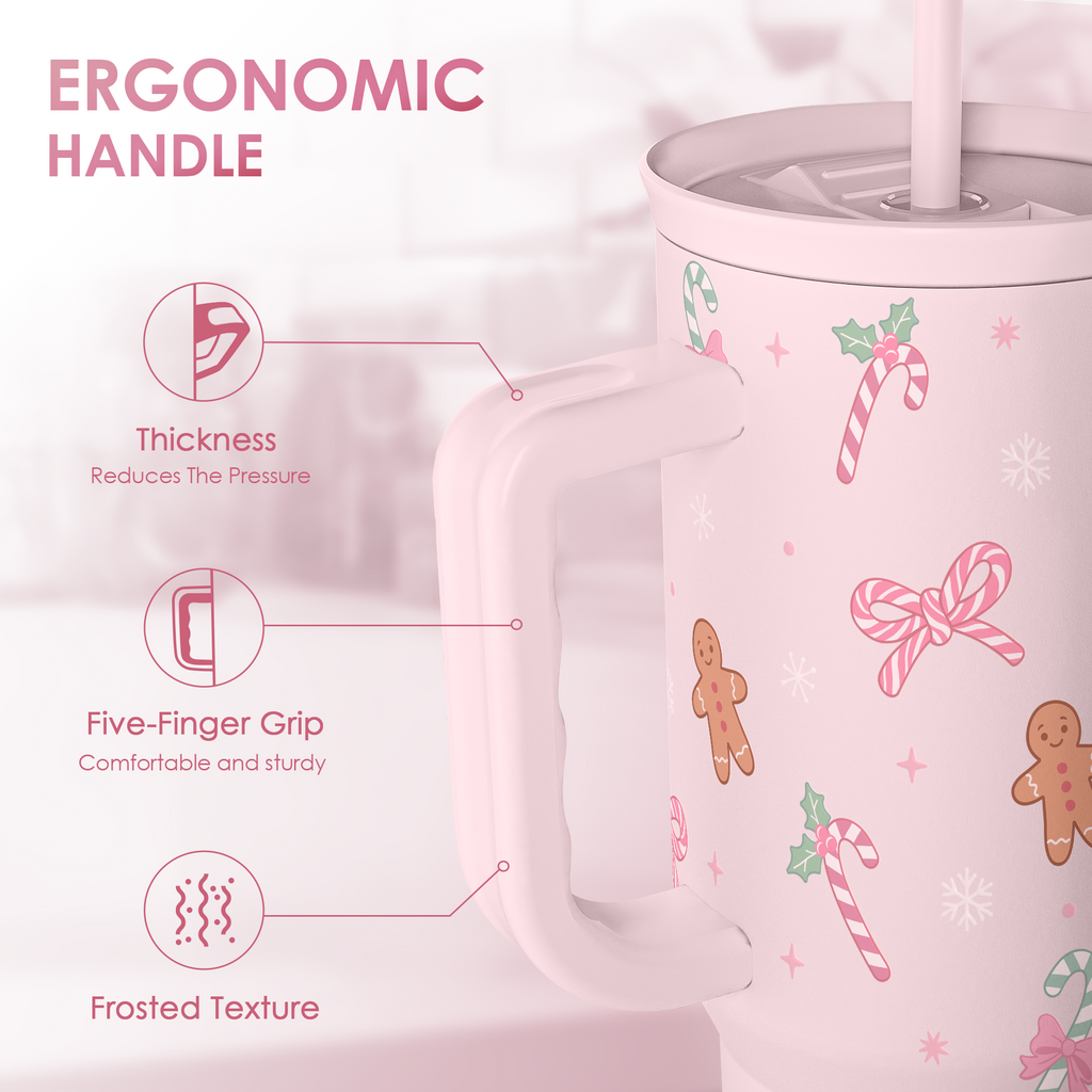 Pink Christmas Slidemate | Slider Tumbler with Handle 40oz