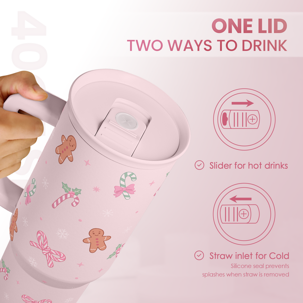 Pink Christmas Slidemate | Slider Tumbler with Handle 40oz