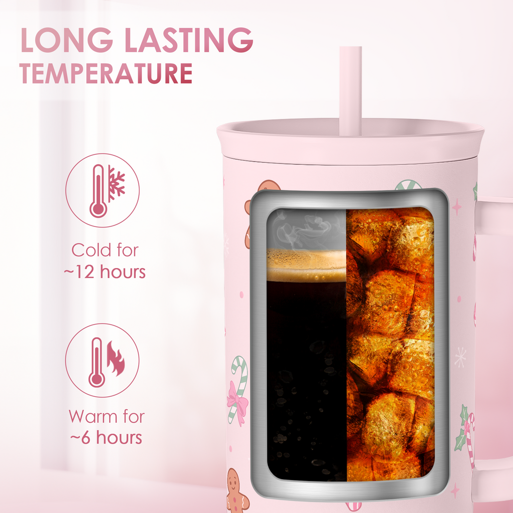 Pink Christmas Slidemate | Slider Tumbler with Handle 40oz