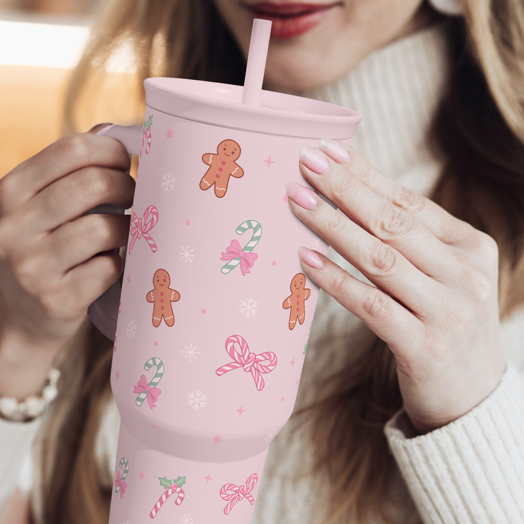 Pink Christmas Slidemate | Slider Tumbler with Handle 40oz