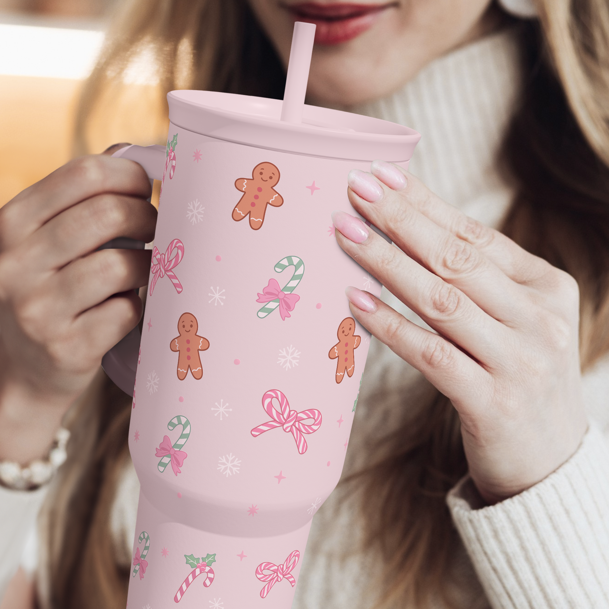Pink Christmas Slidemate | Slider Tumbler with Handle 40oz
