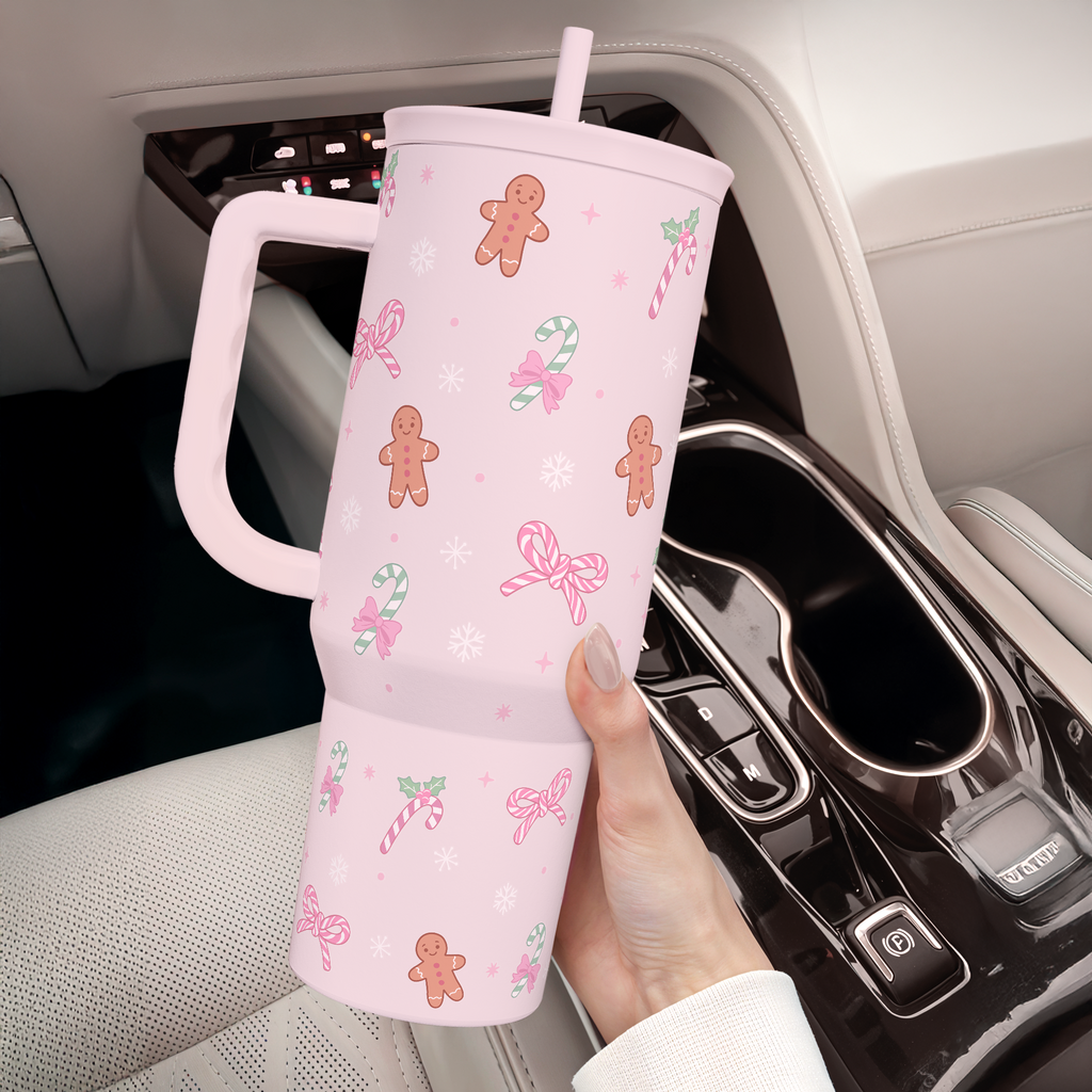 Pink Christmas Slidemate | Slider Tumbler with Handle 40oz