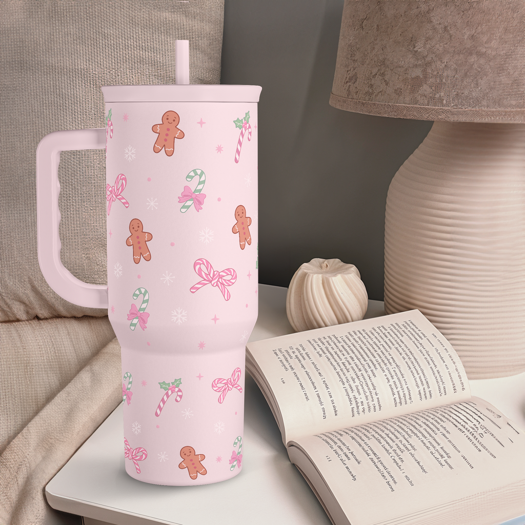 Pink Christmas Slidemate | Slider Tumbler with Handle 40oz